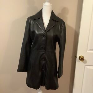 Women's Black Leather Coat